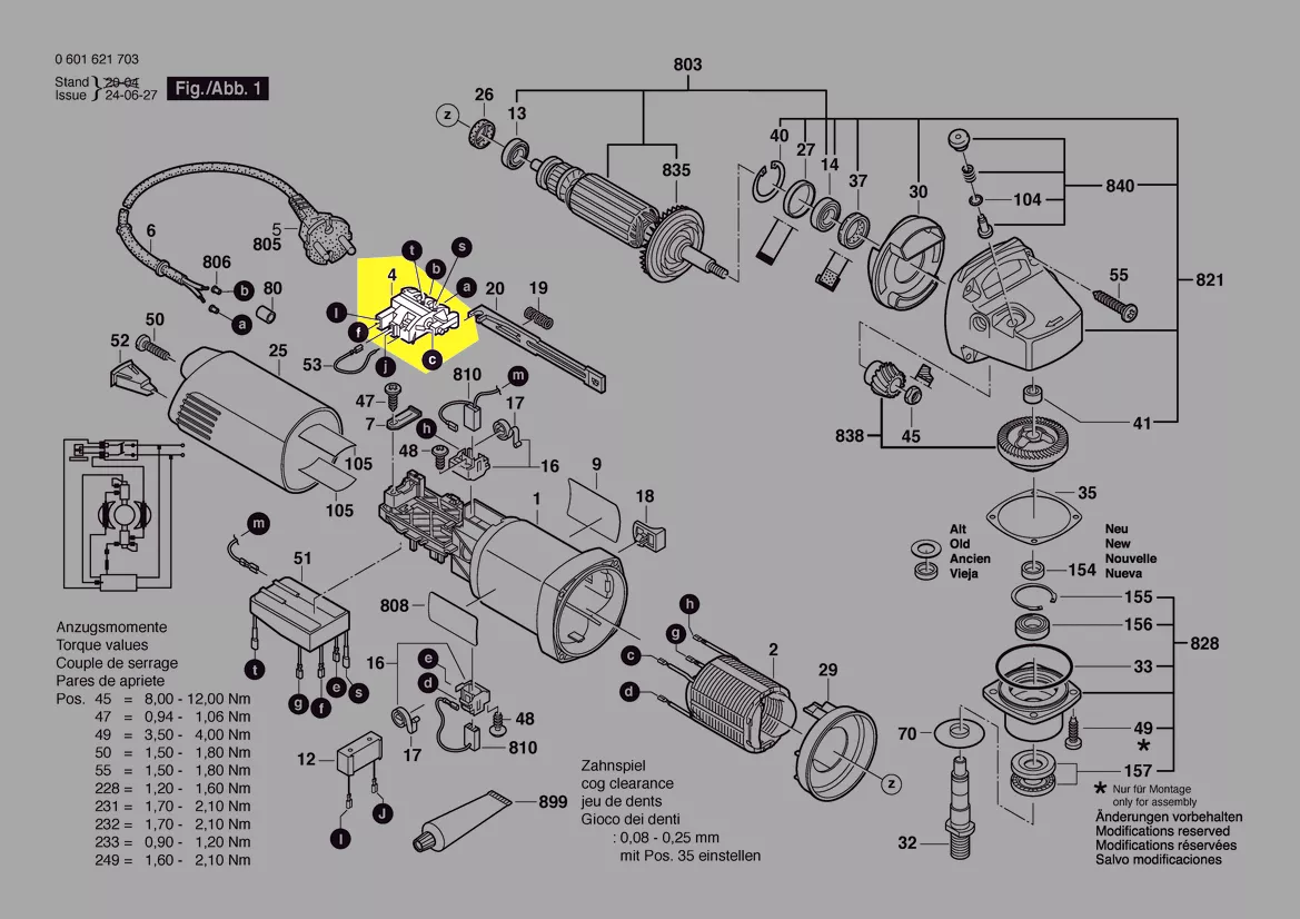 Interrupteur pour GBR 14 CA et GNF 35 CA Bosch